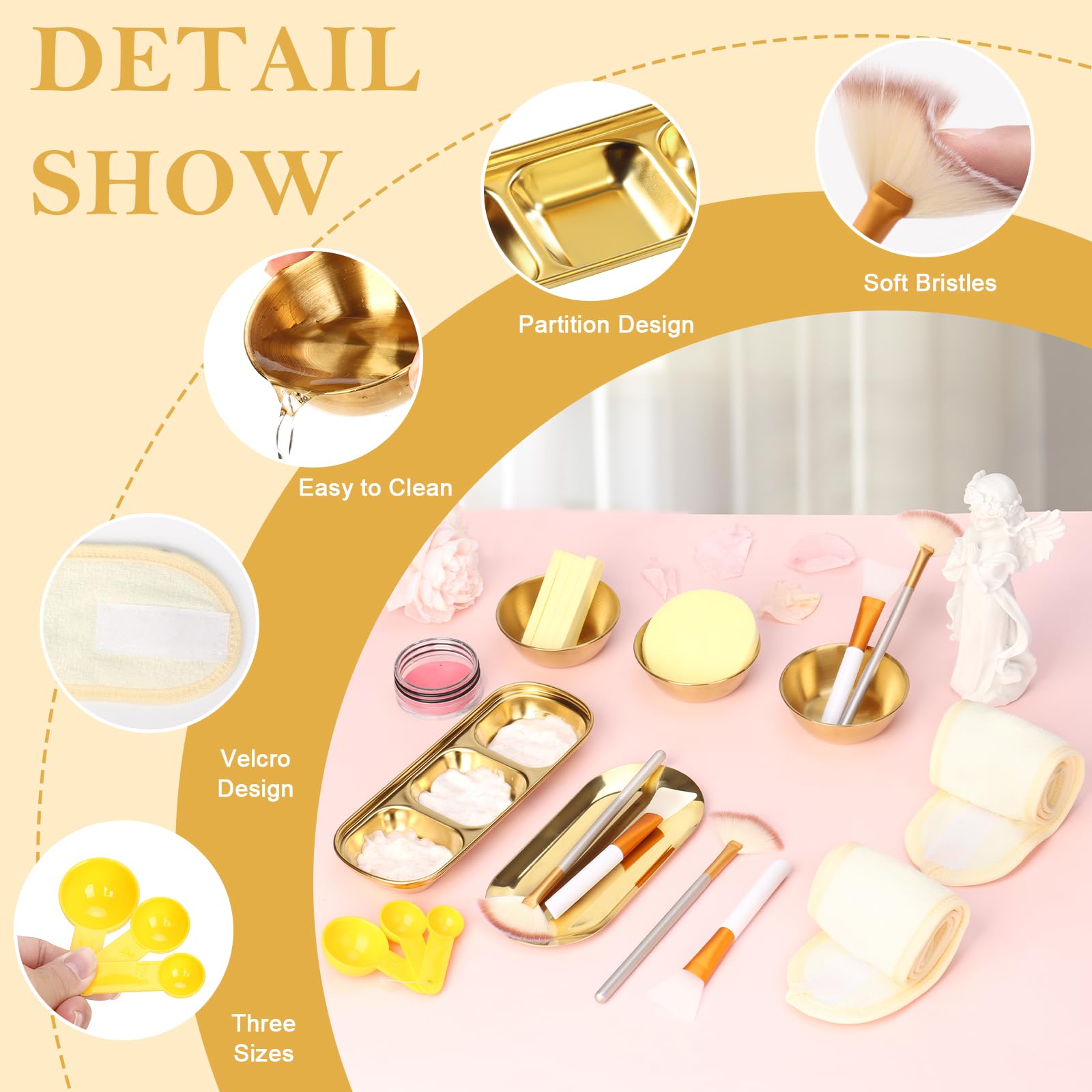 DLUGOPIS fan brush and applicator brushes detail for smooth mask application