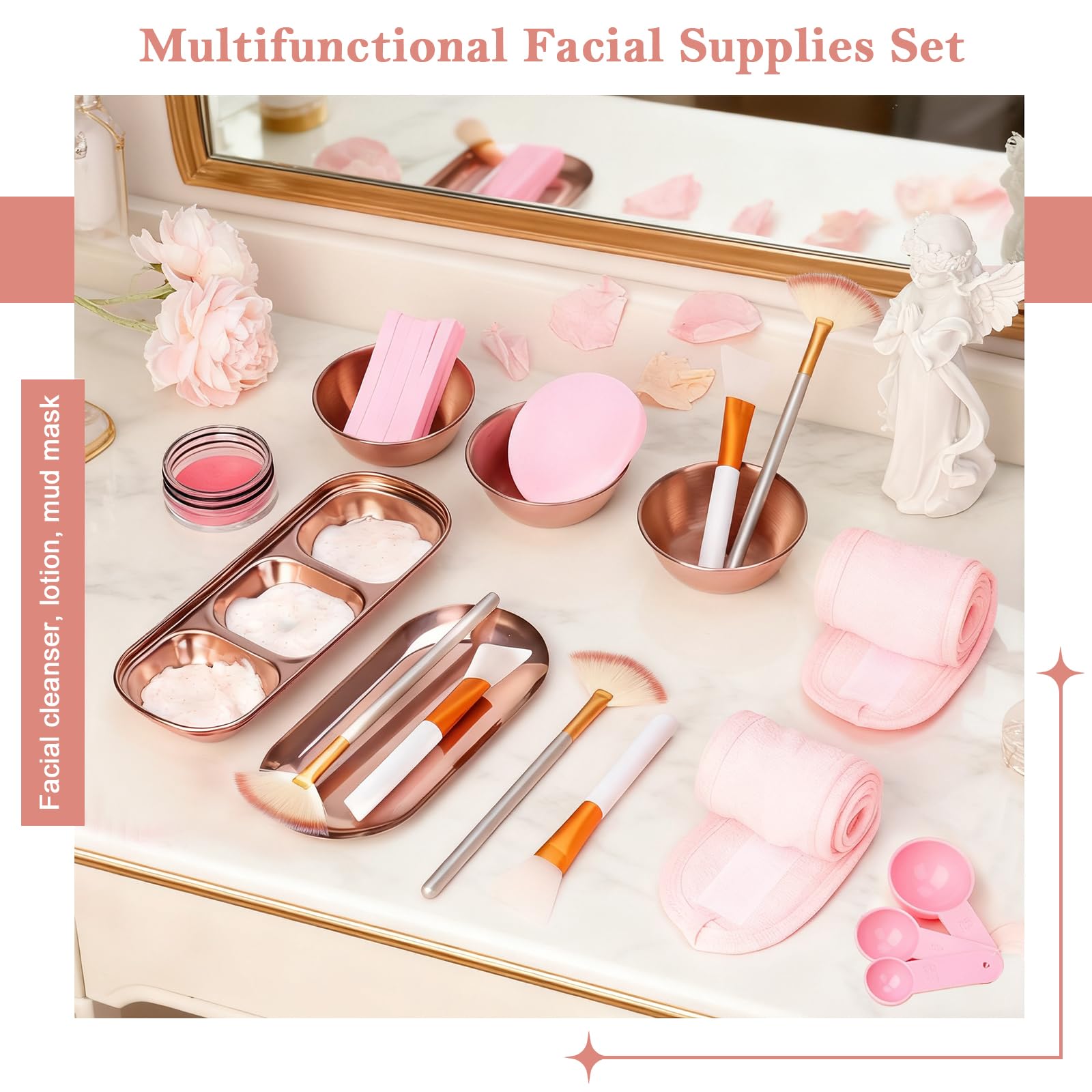 DLUGOPIS spa headbands and sponges worn by model for hair protection