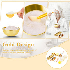 DLUGOPIS measuring spoons and facial sponges laid out for precise portions