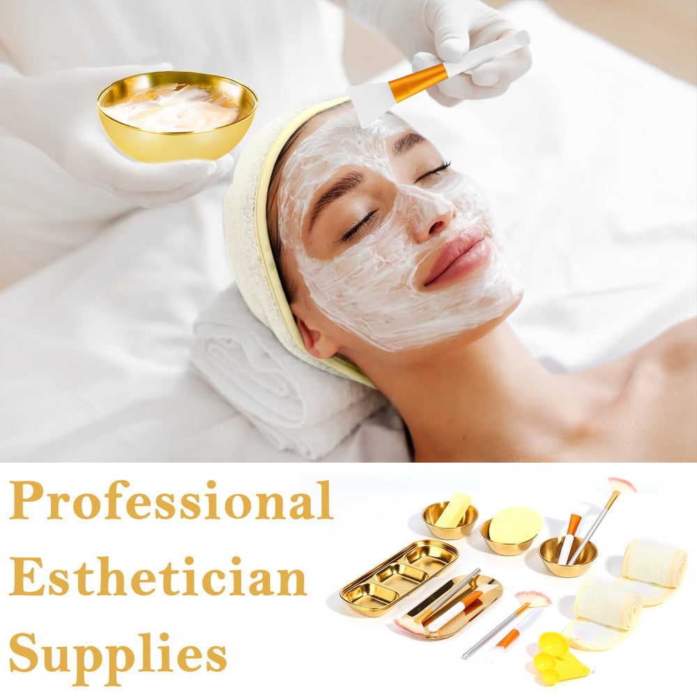 DLUGOPIS three-compartment serving tray holding lotions and mixed masks