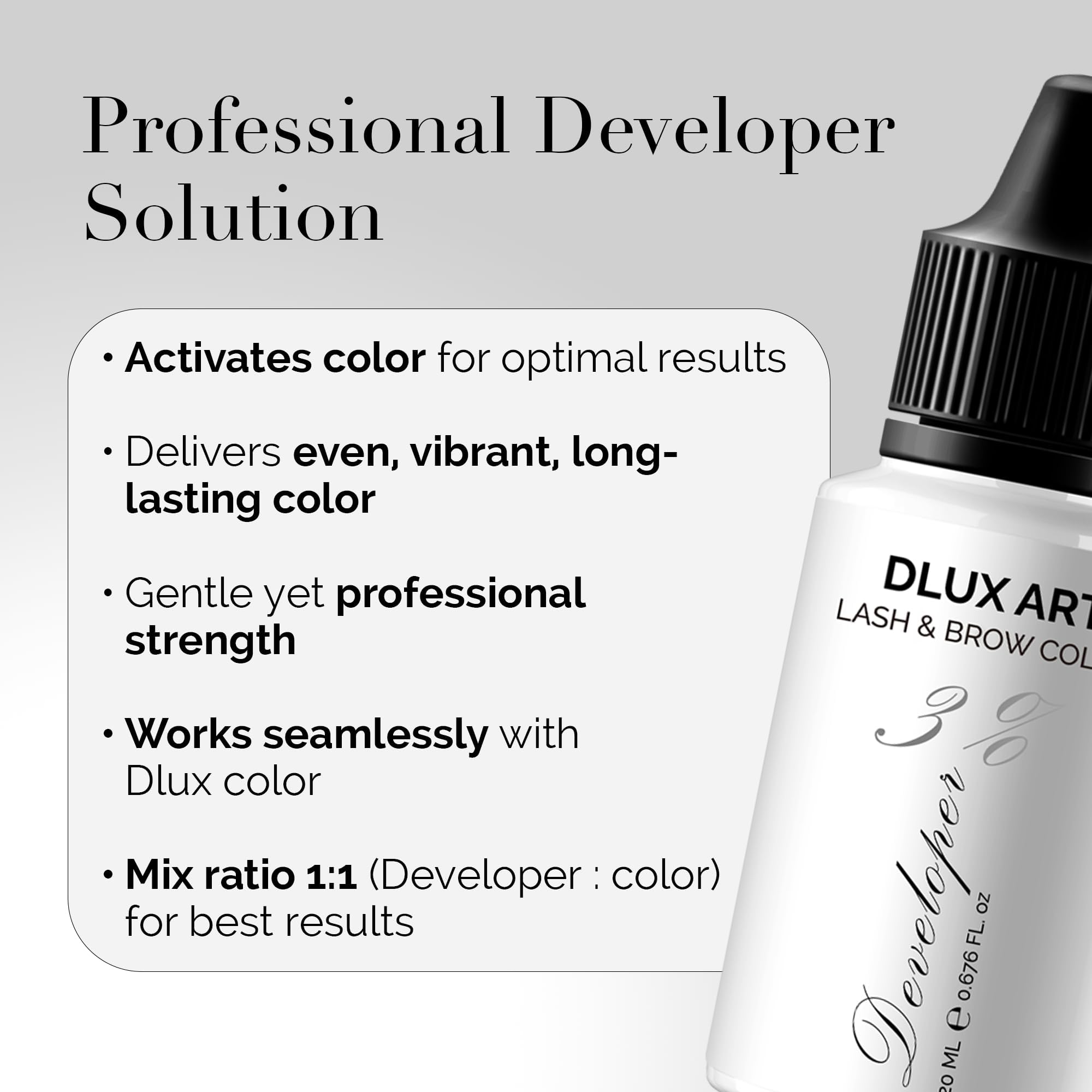 DLUX PROFESSIONAL product label close-up listing gentle formula ingredients