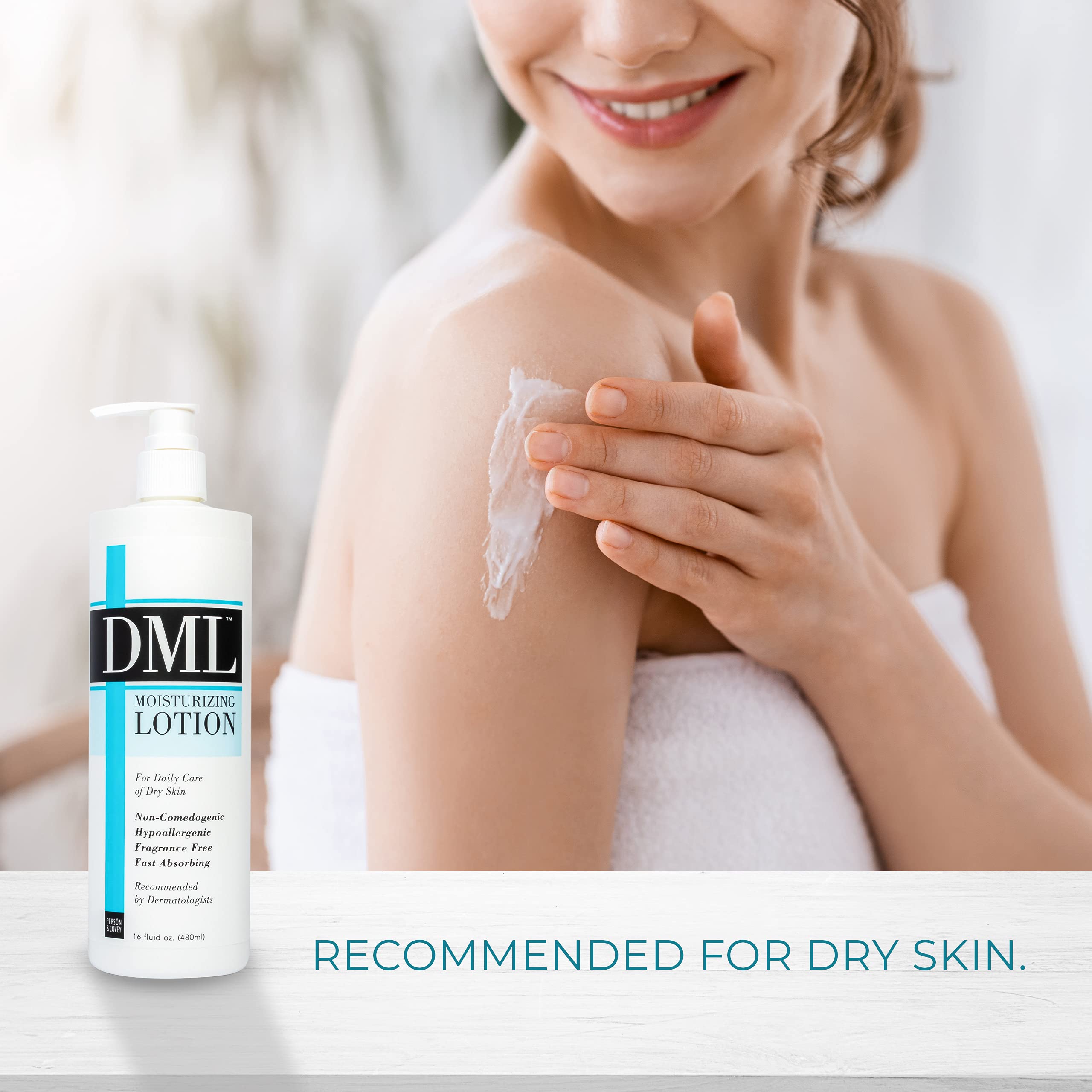DML bottle in bathroom lifestyle setting promoting daily routine hydration
