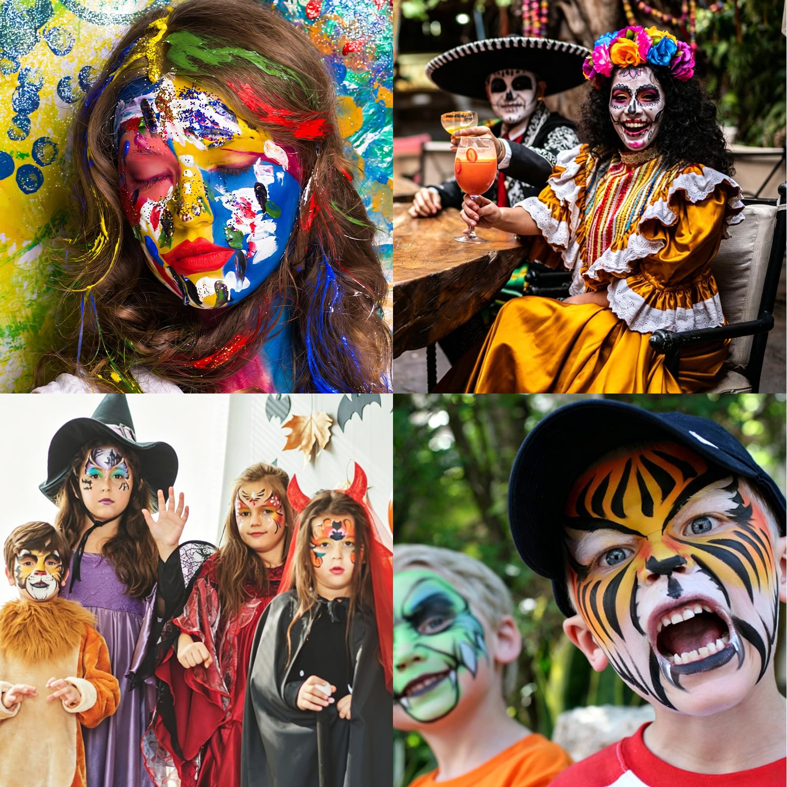 Dmsky model wearing festival face paint showcasing vibrant results