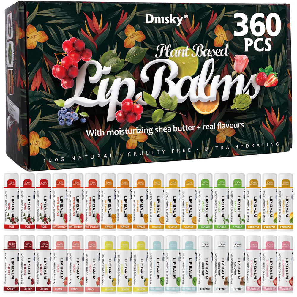 Dmsky front packaging showing 360-count fruit variety for bulk gifting