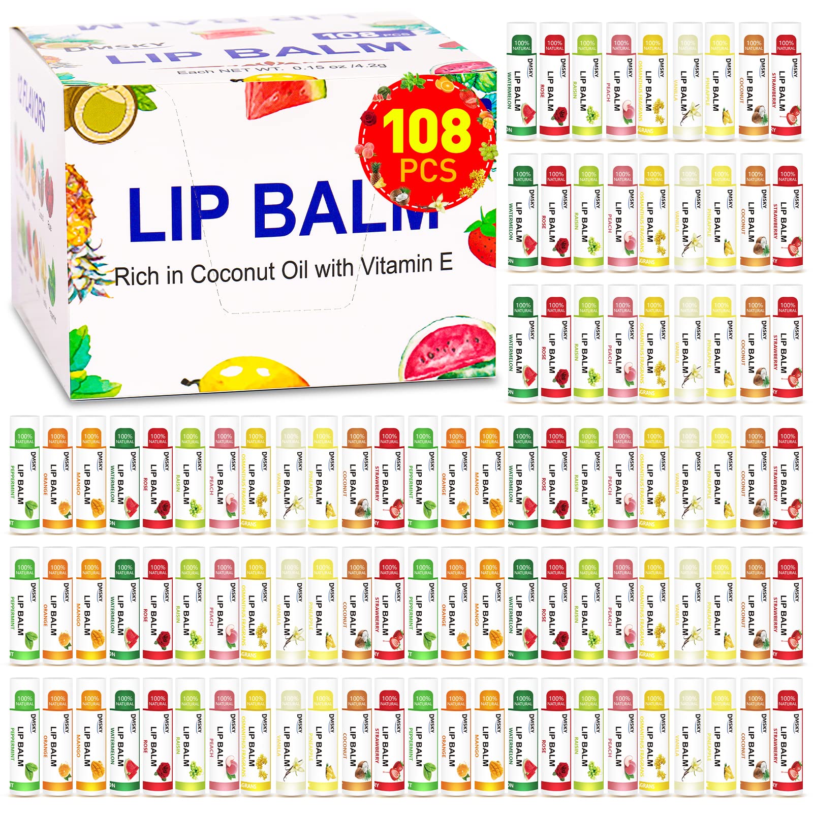 DMSKY front packaging showing full 108-pack and flavor variety for easy gifting