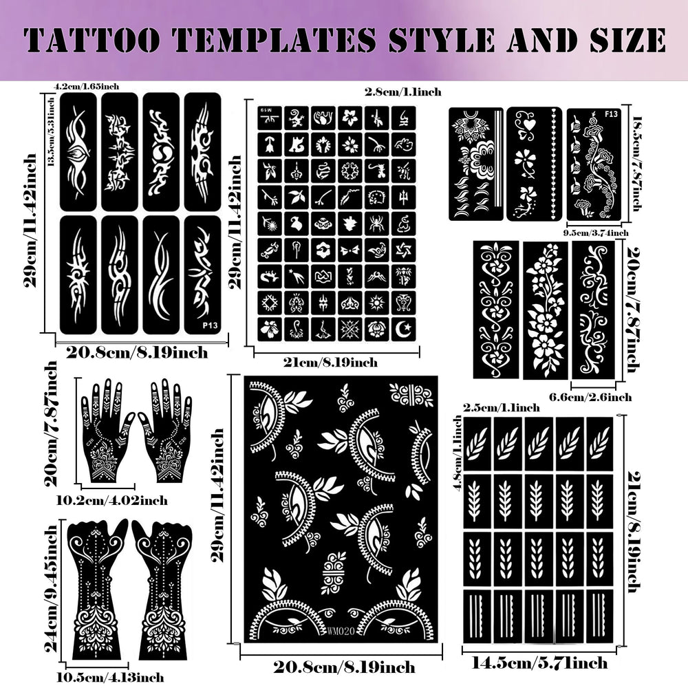 DMTATTOO reusable stencils array demonstrating design variety