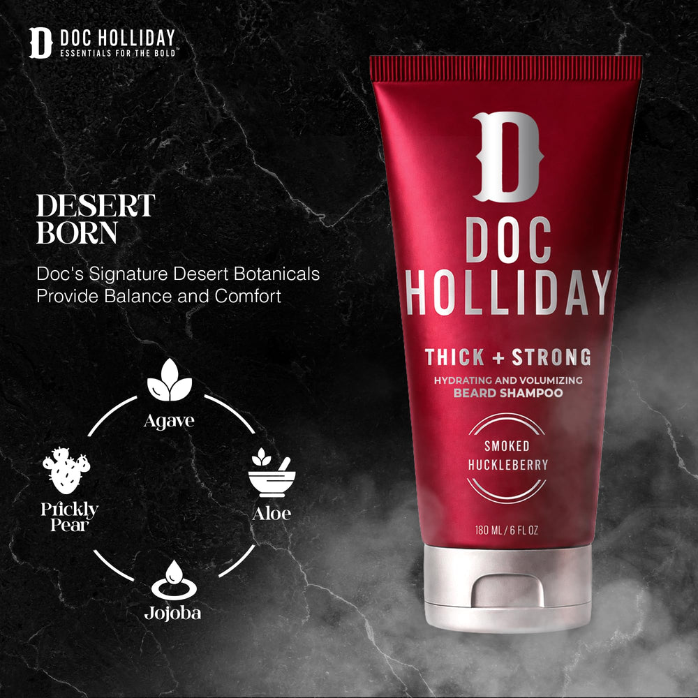 DOC HOLLIDAY after-wash beard combed to display added volume and smoother texture
