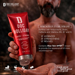 DOC HOLLIDAY shampoo being massaged into a beard demonstrating thorough cleansing and comfort