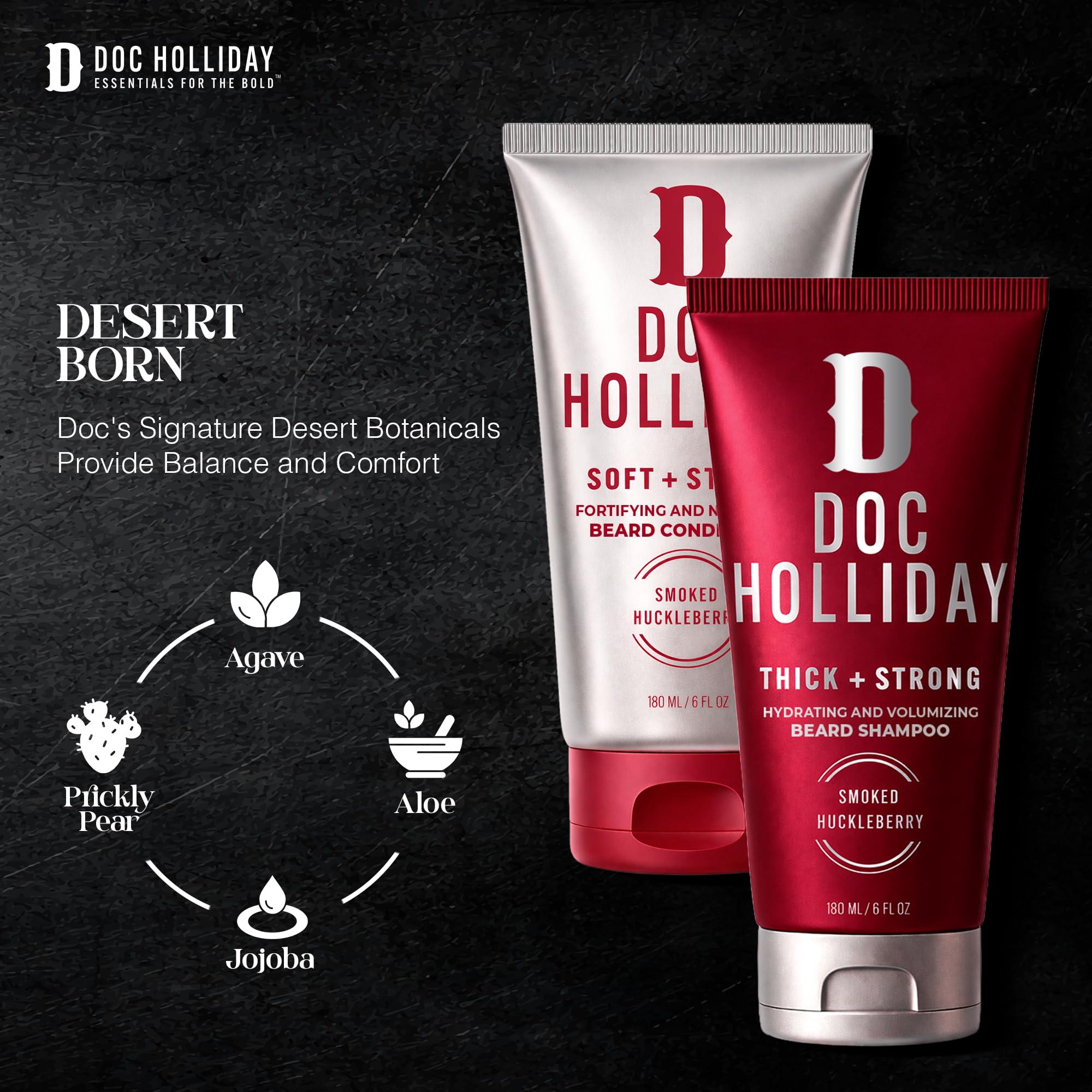 DOC HOLLIDAY bottles in hand for scale showing travel-friendly convenience