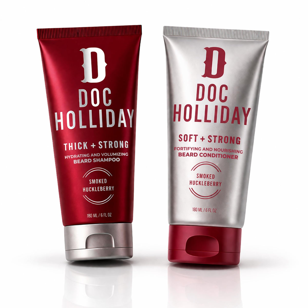DOC HOLLIDAY front packaging showing both bottles and clear routine benefit
