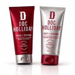 DOC HOLLIDAY front packaging showing both bottles and clear routine benefit