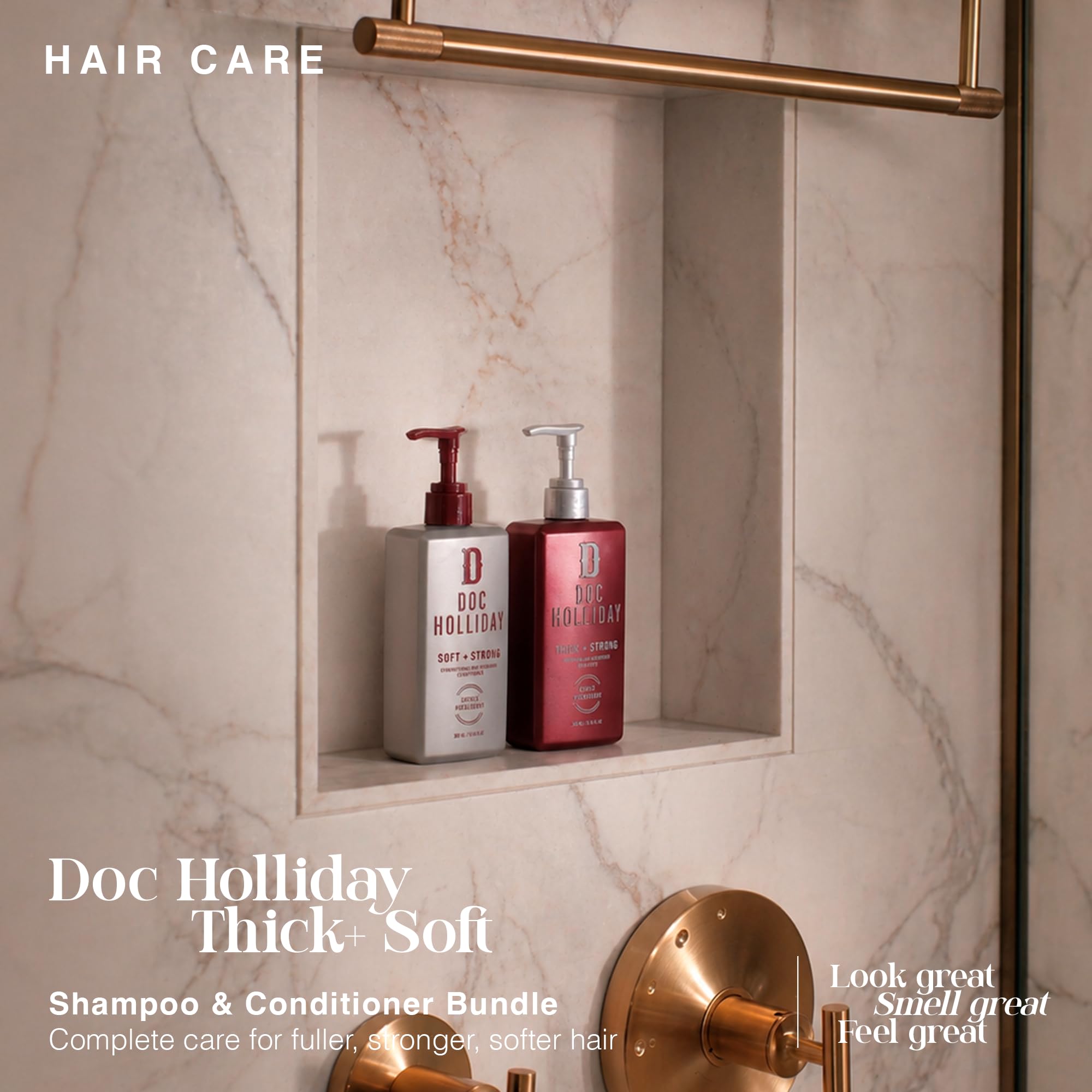 DOC HOLLIDAY shampoo texture on palm illustrating lightweight lather benefit