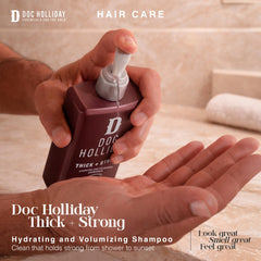 DOC HOLLIDAY creamy foam texture close-up demonstrating rich lather and gentle cleansing