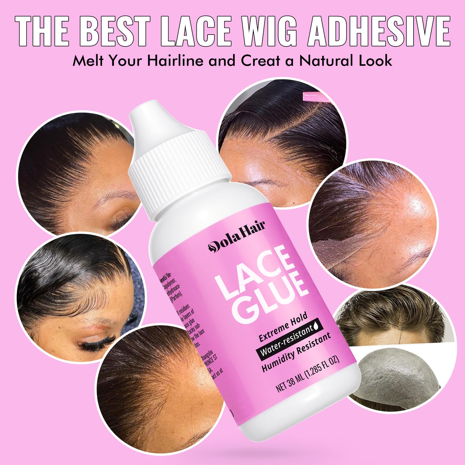 Dolahair brushes and wig cap shown for neat parting and preparation benefits