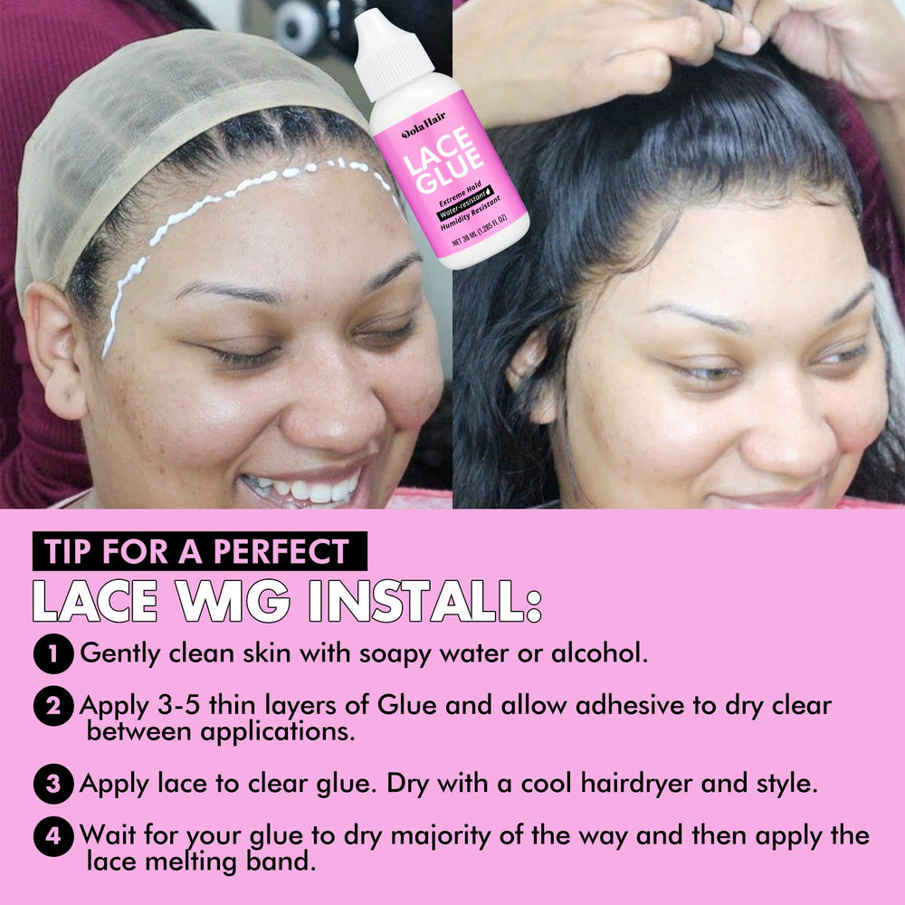 Dolahair lace melting spray bottle used to secure lace edges and smooth hairline