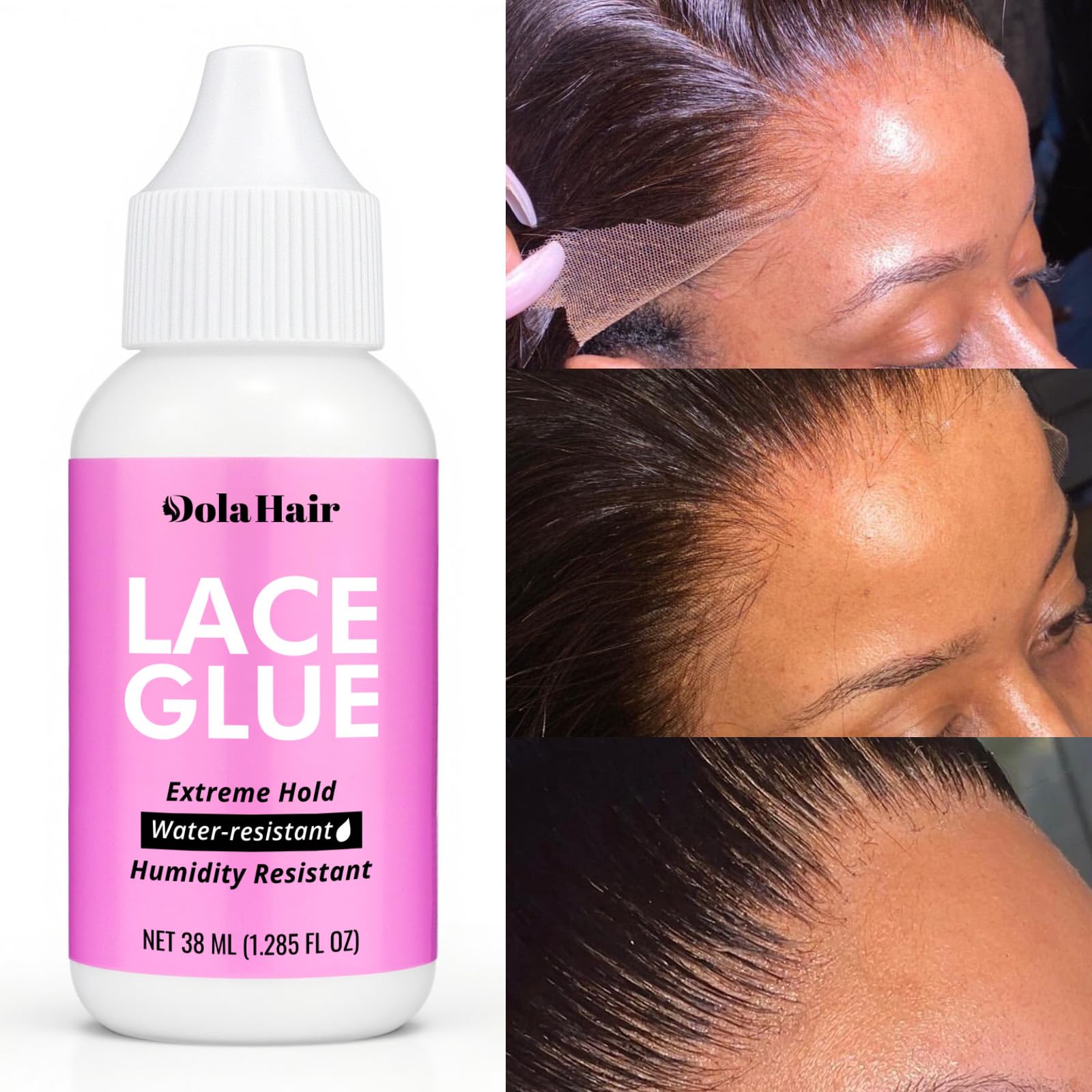 Dolahair melt bands tying down lace for faster, flatter bonding
