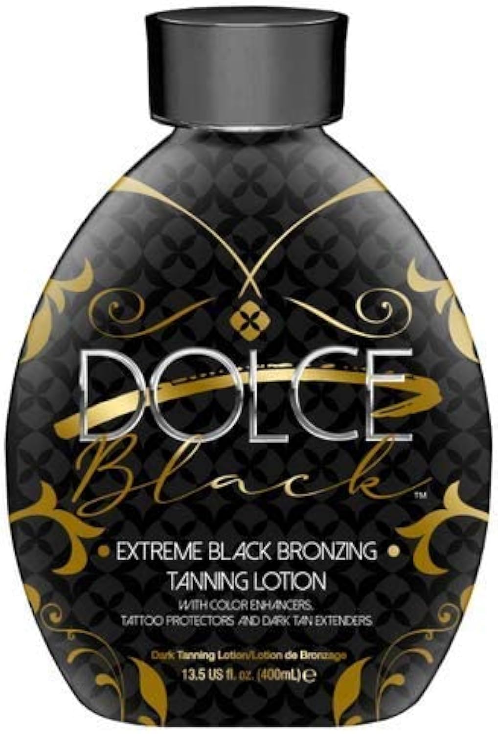 Dolce Black front bottle showing label and benefits