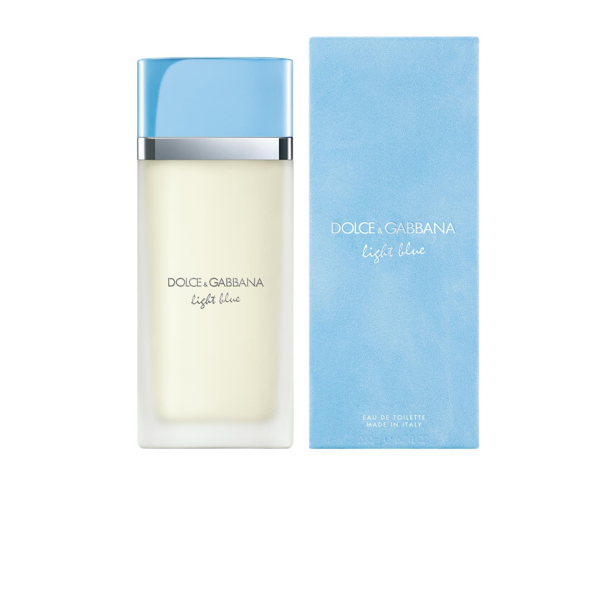Dolce&Gabbana Light Blue side label close-up highlighting brand and product details