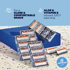 Dollar Shave Club close-up of six stainless steel blades highlighting sharper performance