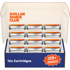 Dollar Shave Club front packaging showing 12 pack and value