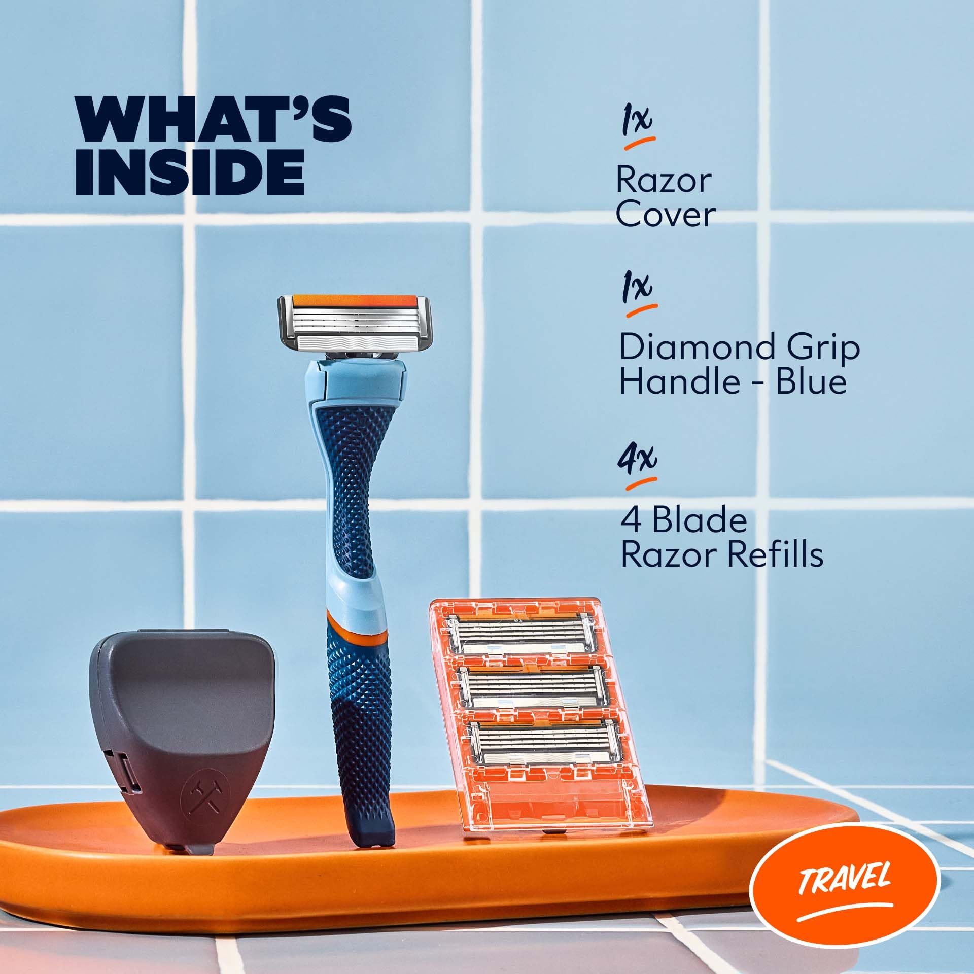 Dollar Shave Club handle close-up diamond grip for secure control