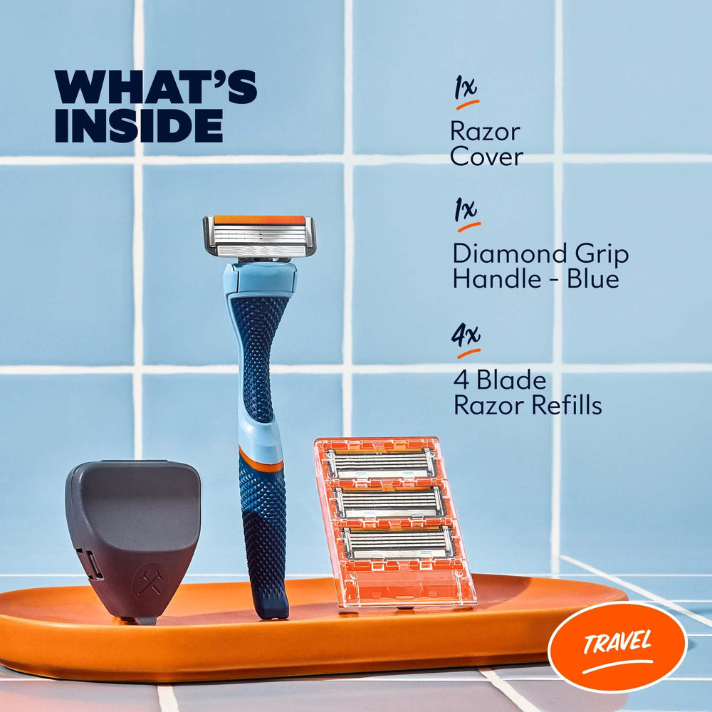 Dollar Shave Club handle close-up diamond grip for secure control