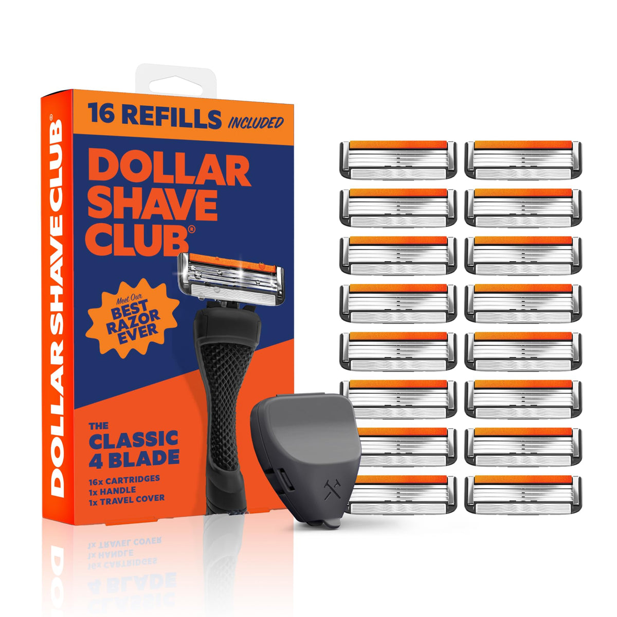 Dollar Shave Club handle front view showing ergonomic design and ease of use