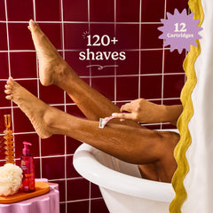 Dollar Shave Club lube strip detail with aloe and vitamin E for gentler glide