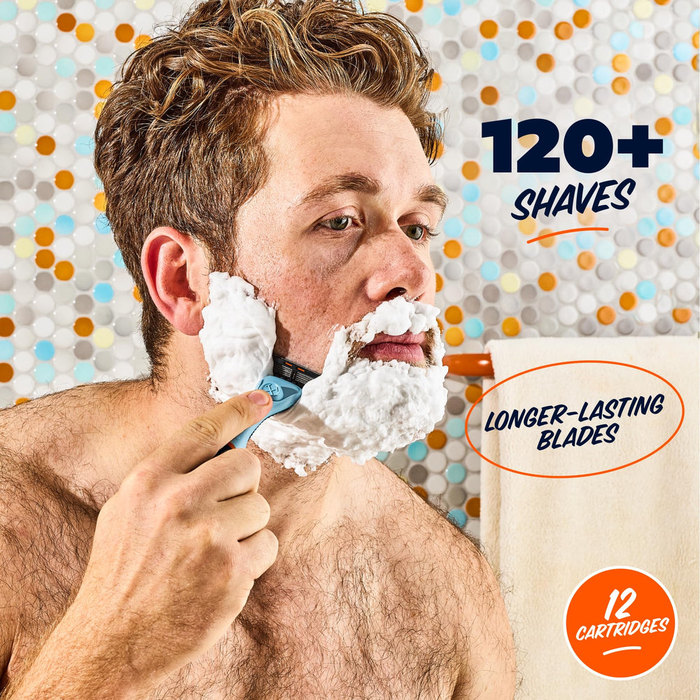 Dollar Shave Club lubricant strip detail demonstrating smoother glide