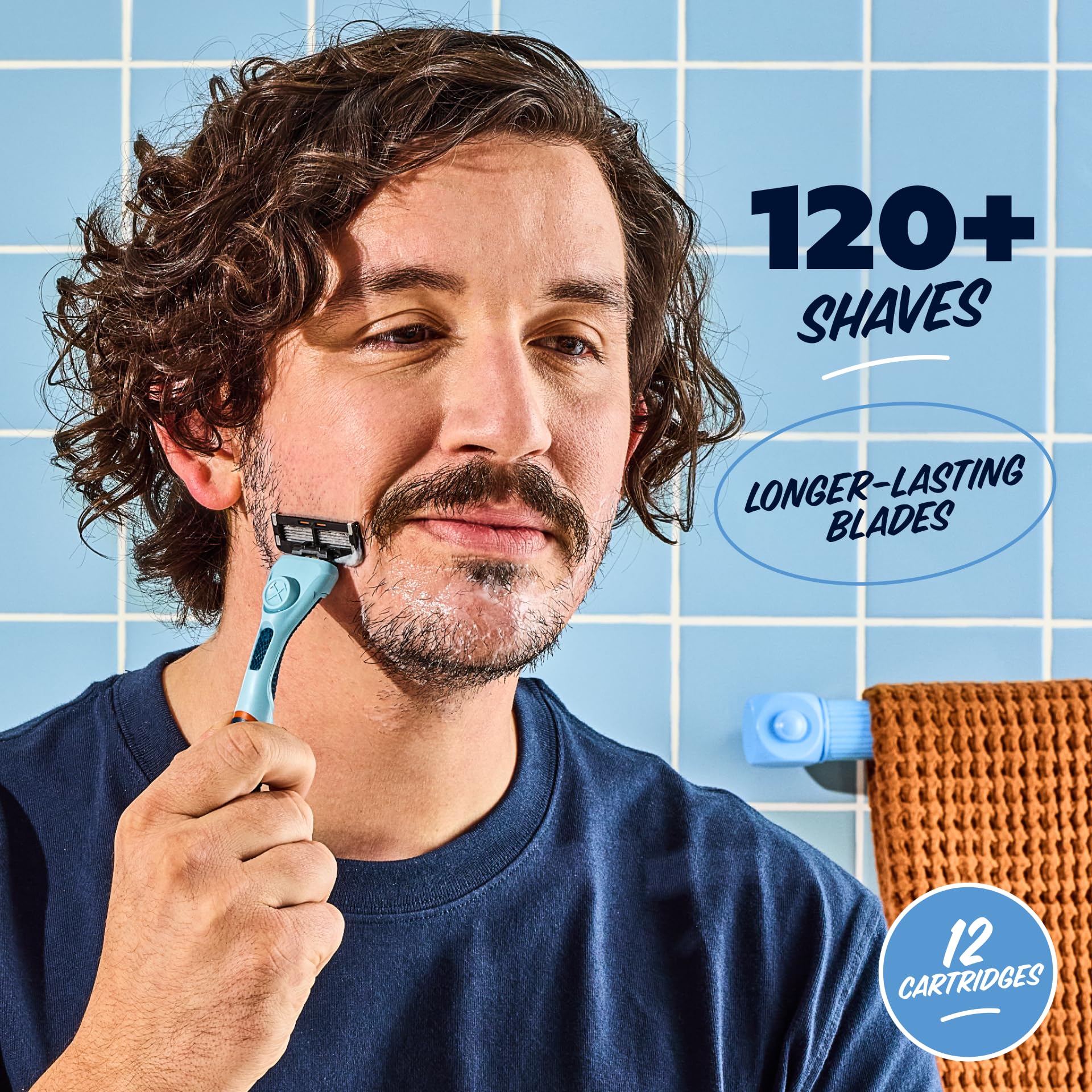 Dollar Shave Club JUICY lubricant strip detail improving glide and reducing irritation