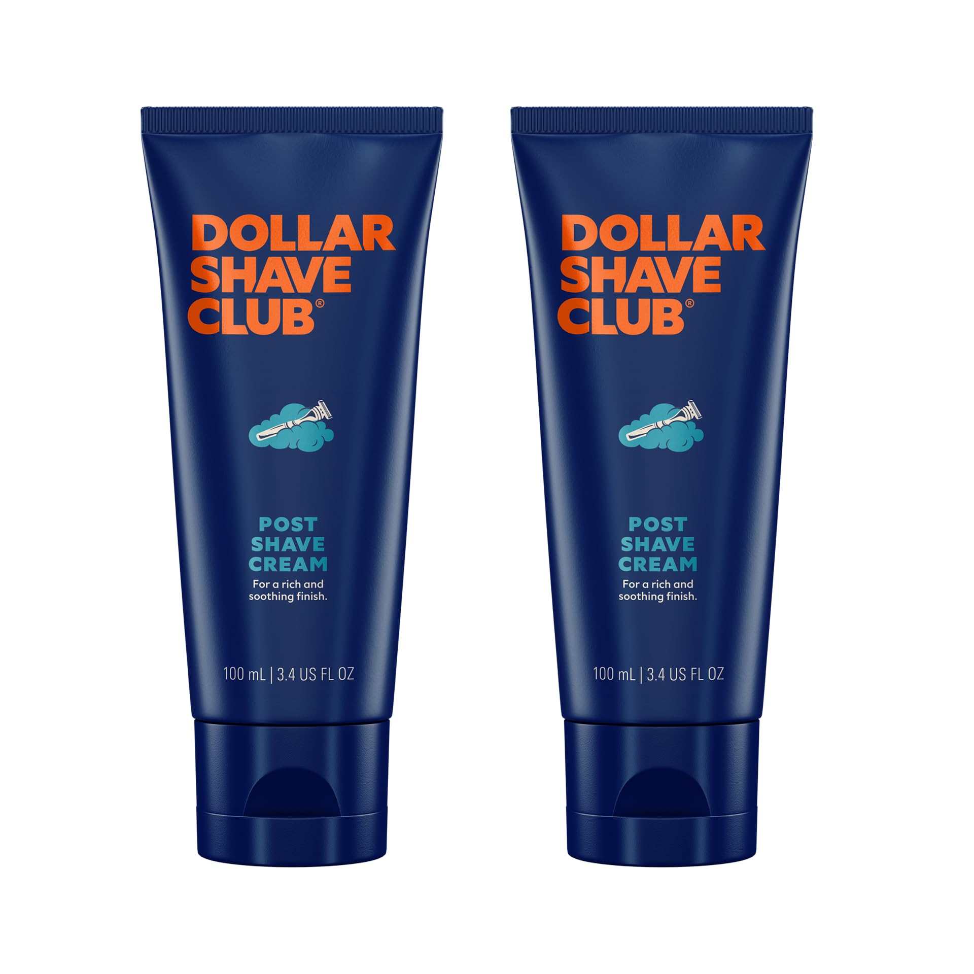 Dollar Shave Club front packaging showing two 3.4 oz tubes, easy hydration