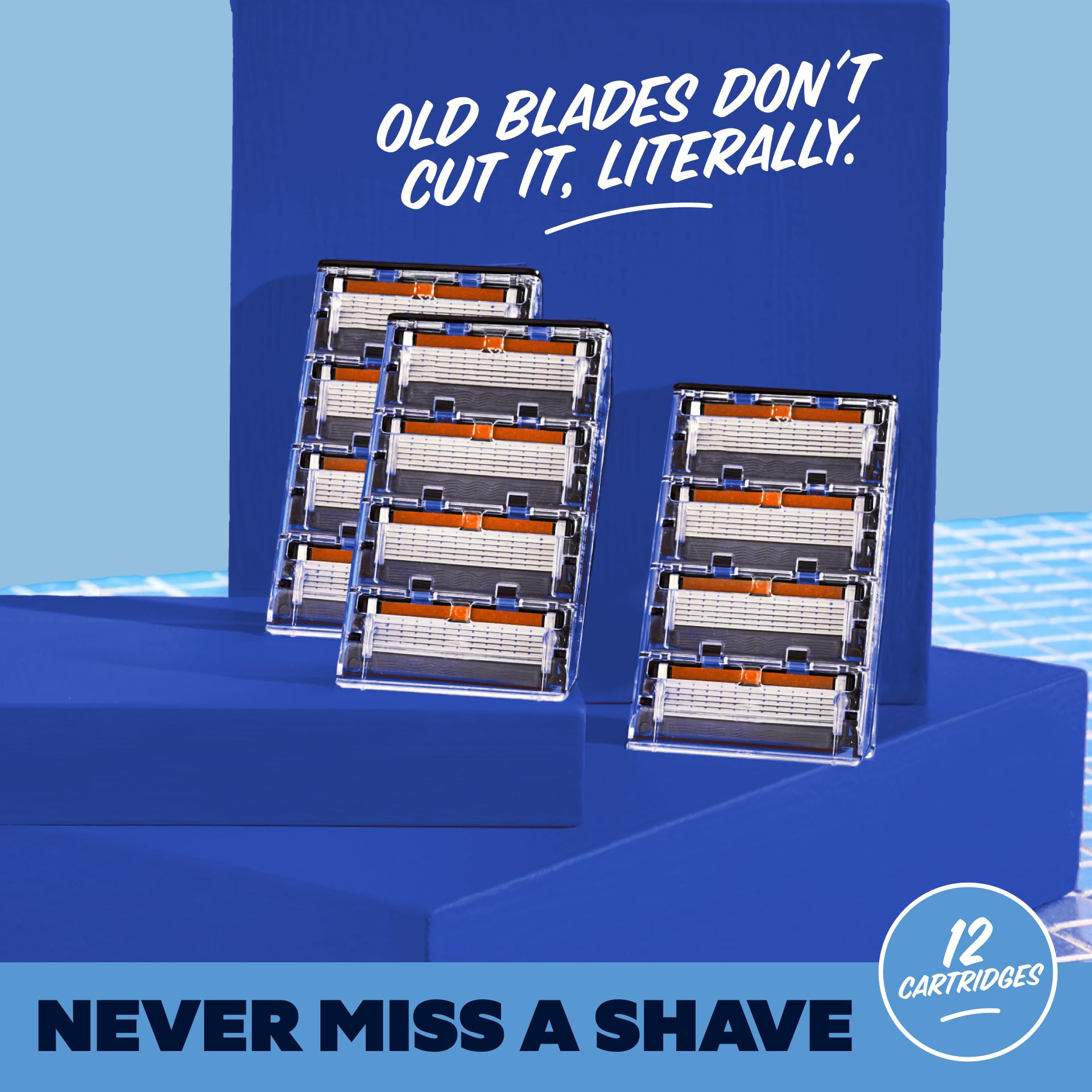 Dollar Shave Club refill cartridge snapped into compatible handle for ready use benefit