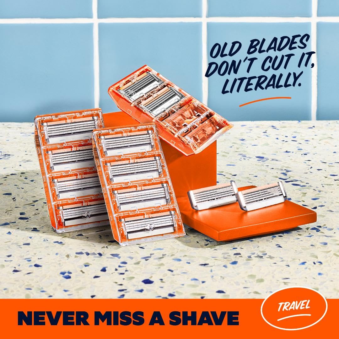 Dollar Shave Club replacement cartridges arranged showing included refills for multiple shaves