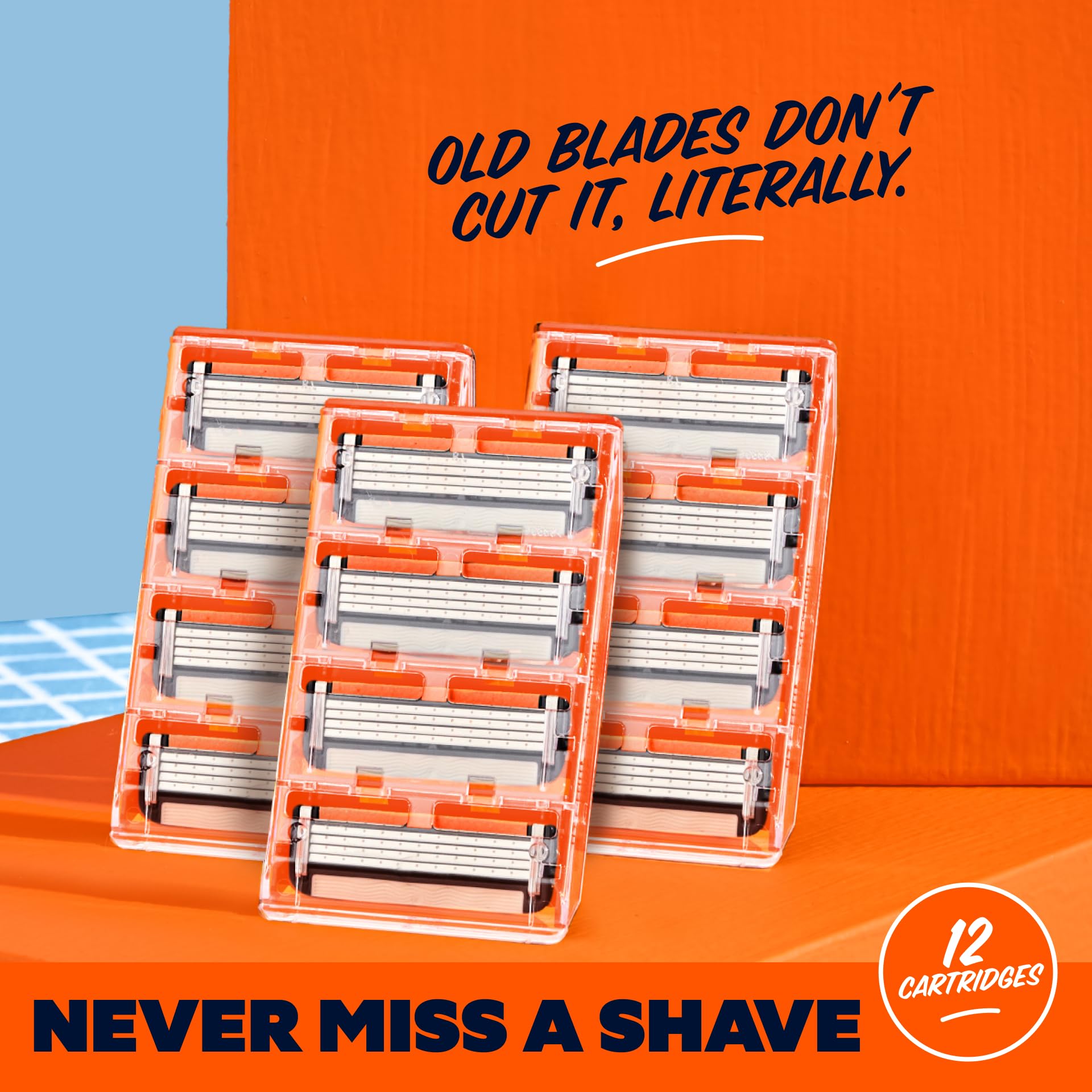 Dollar Shave Club rinsing blades under tap to show easy cleaning