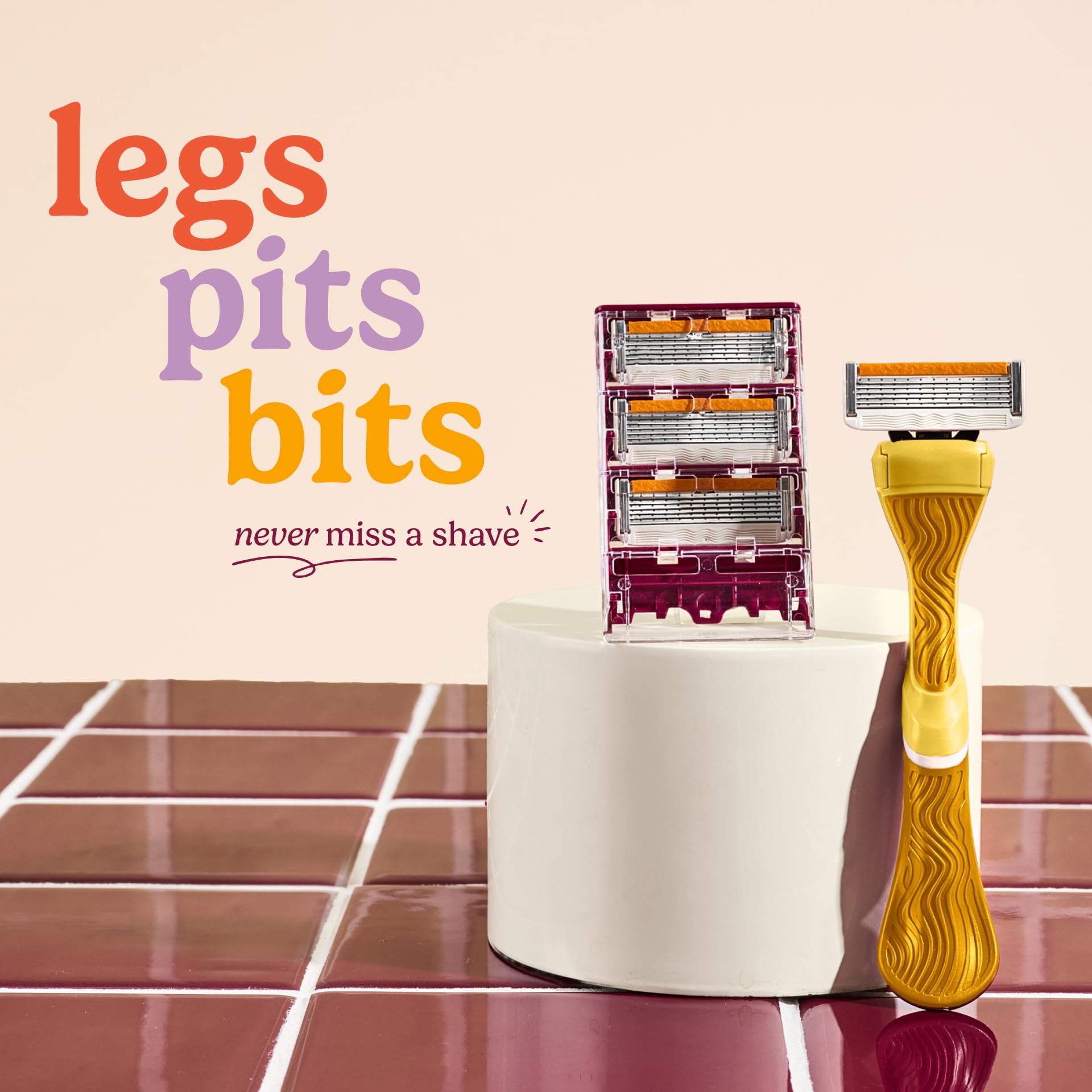 Dollar Shave Club lifestyle bathroom shot showing convenient ready-to-use kit