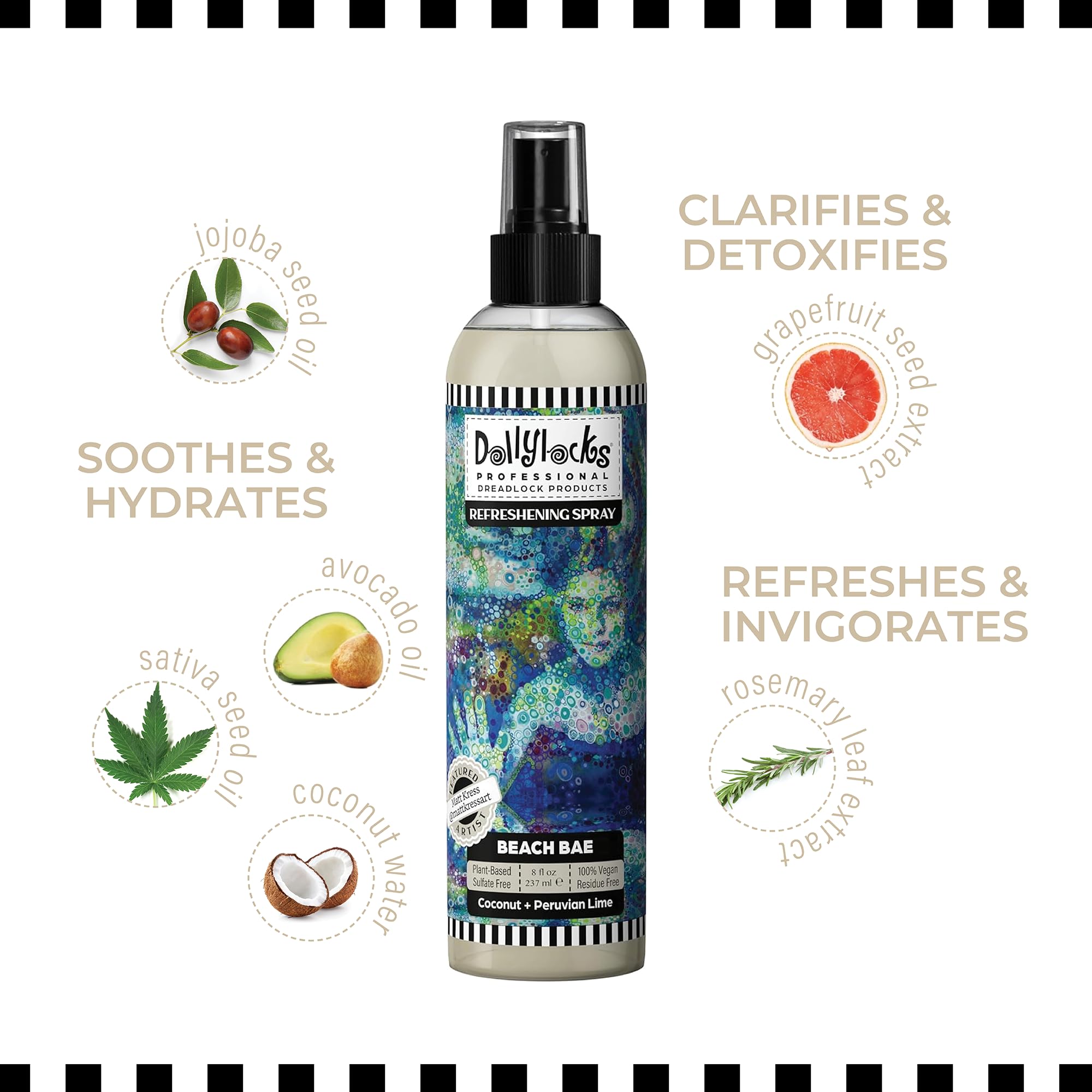 Dollylocks bottle on bathroom shelf suggesting sustainable daily use