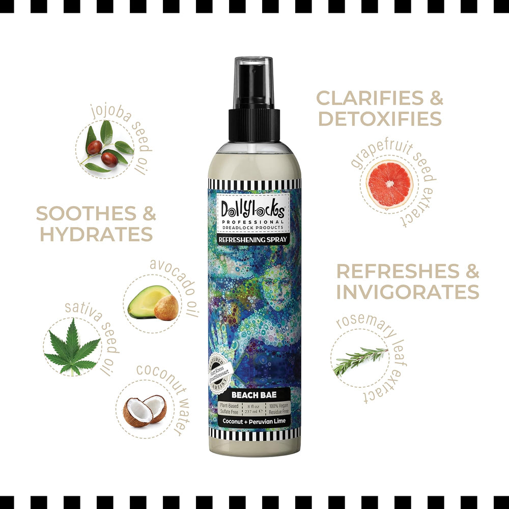 Dollylocks bottle on bathroom shelf suggesting sustainable daily use