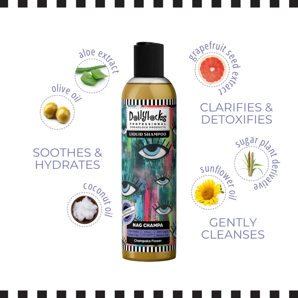 Dollylocks 8oz bottle in hand showing compact travel-friendly size