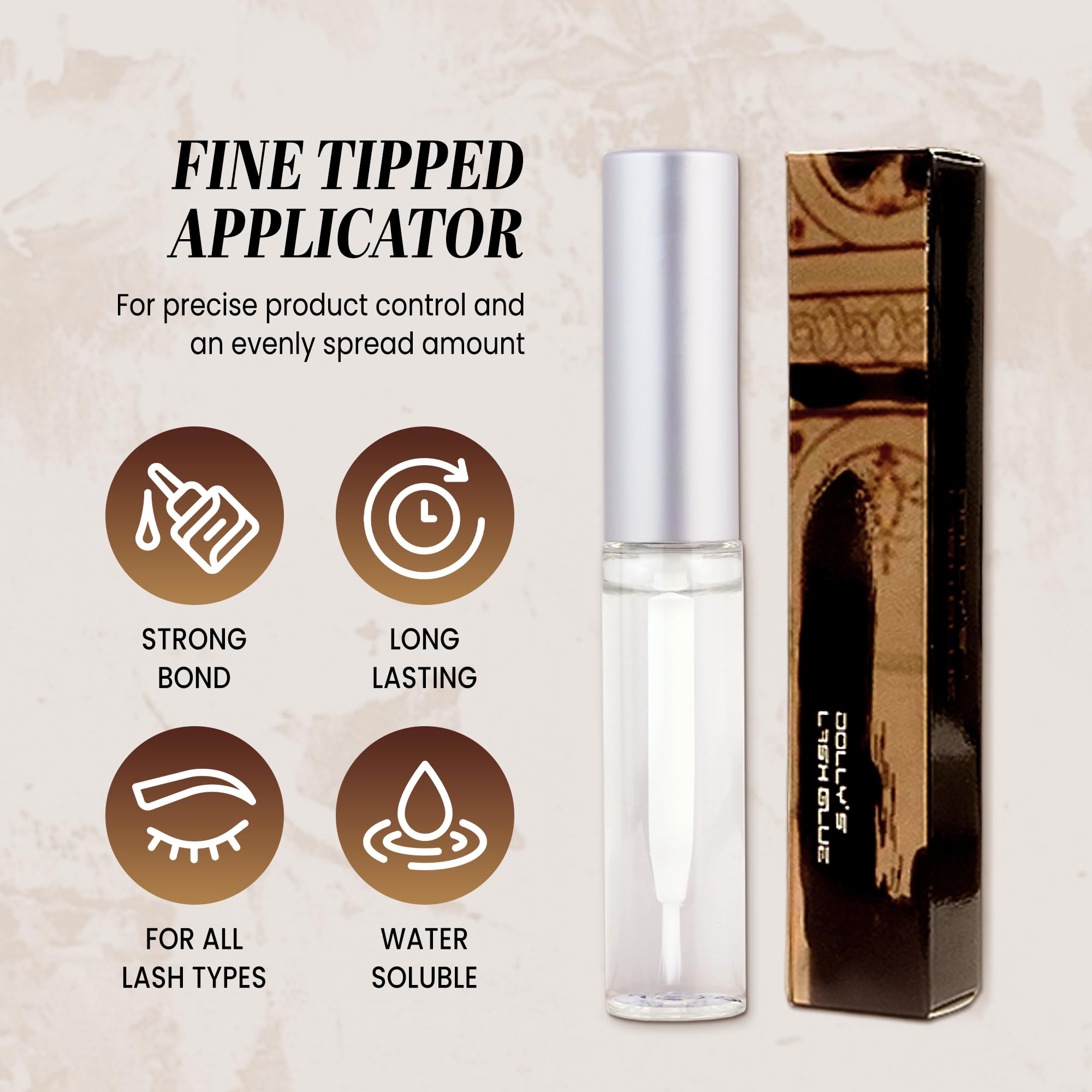 Dolly's Lash glue drop texture close-up illustrating smooth, consistent viscosity