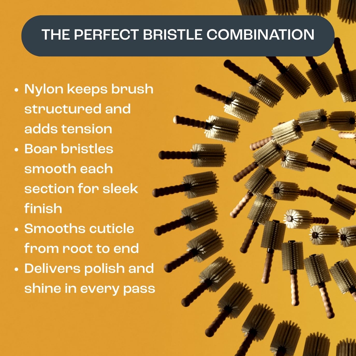 Dom Dom brush in use during blowdry creating lift and volume at the root