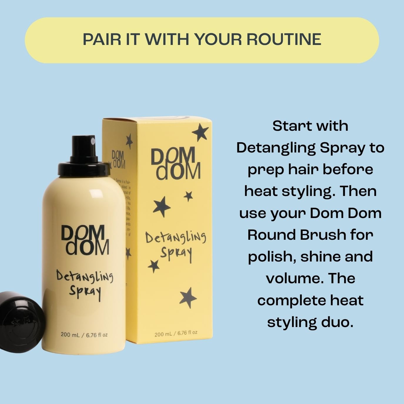 Dom Dom finished hair texture showing added shine and reduced frizz