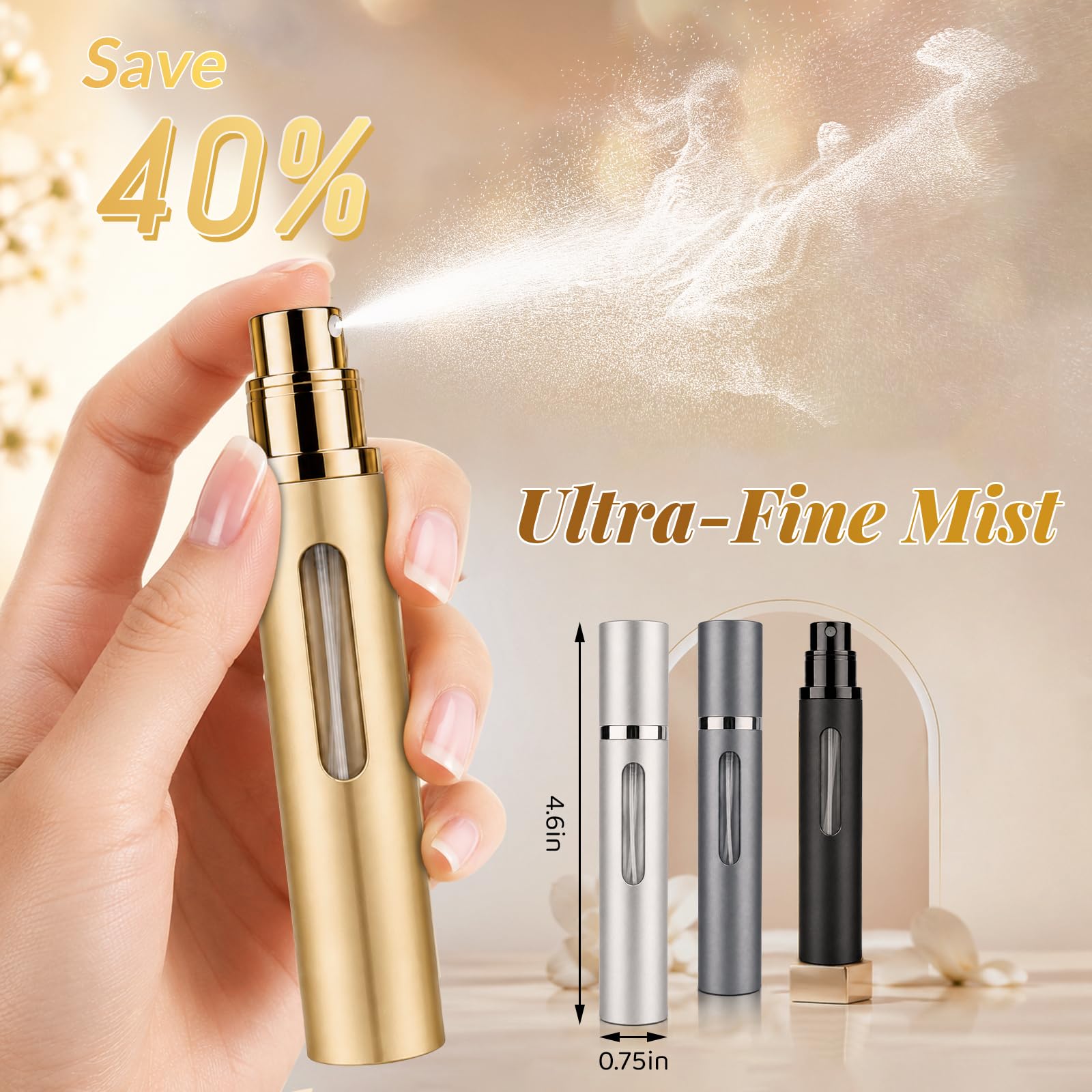DOMOTECH clear visible window displaying perfume level, prevents unexpected emptying