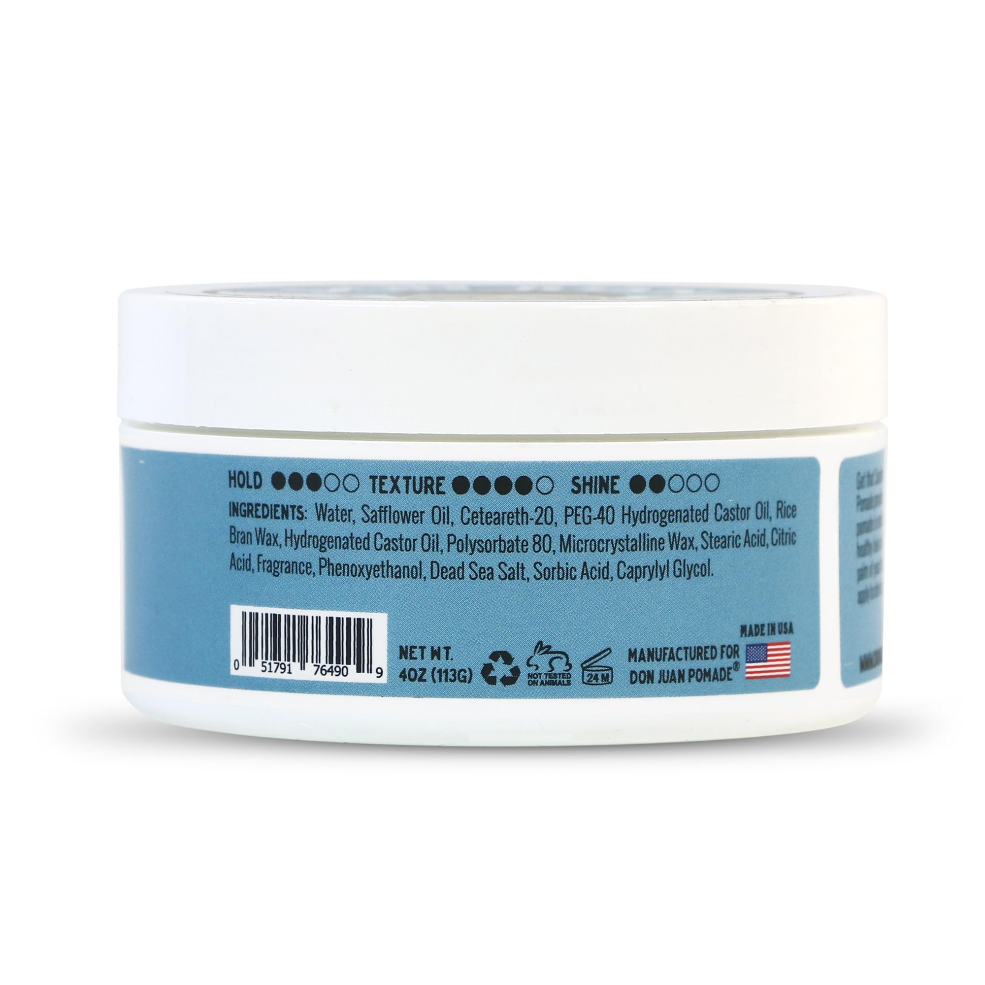 Don Juan pomade next to ruler showing compact 4 oz size
