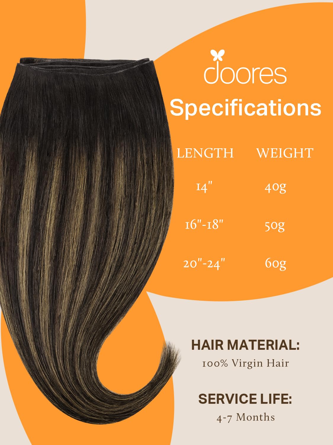 DOORES sew-in installation close-up displaying flat, no-itch finish