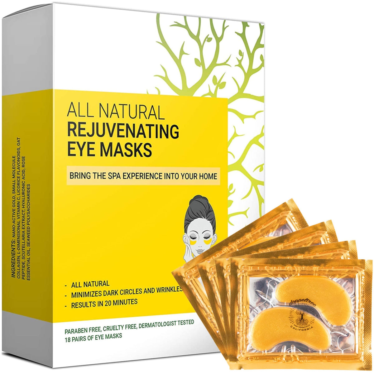 Doppeltree front box showing 18 pairs and clean packaging benefit