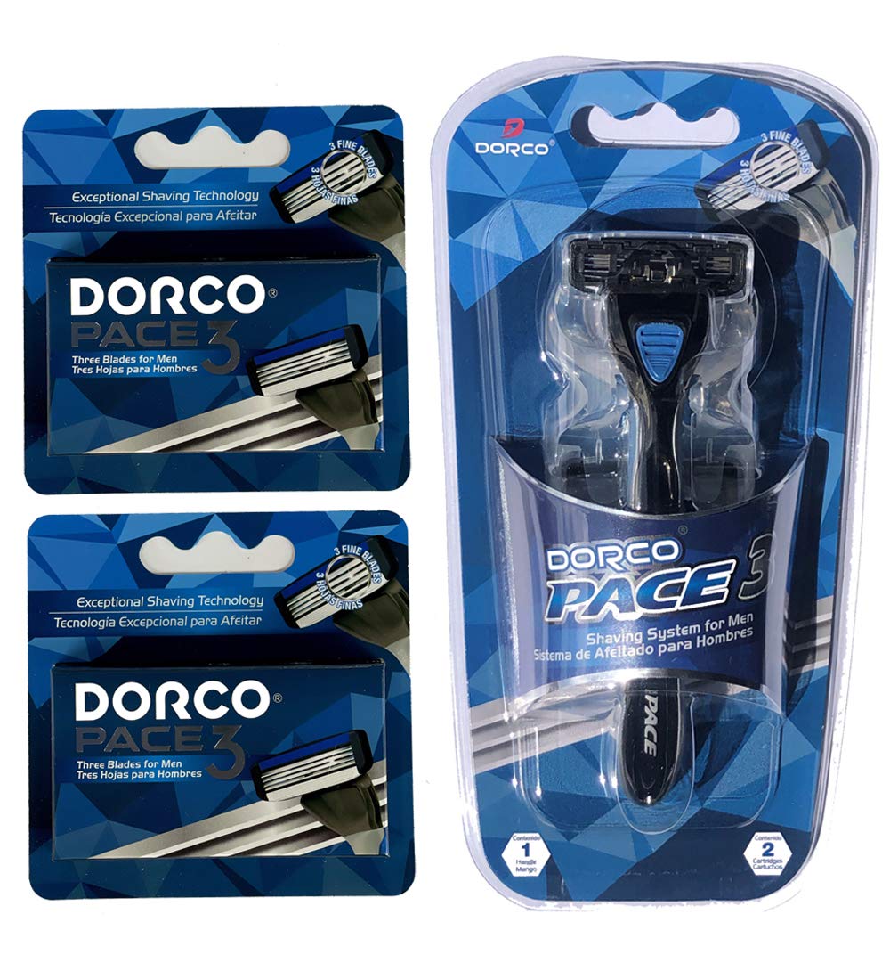 DORCO Pace 3 front packaging showing value pack and contents for easy identification
