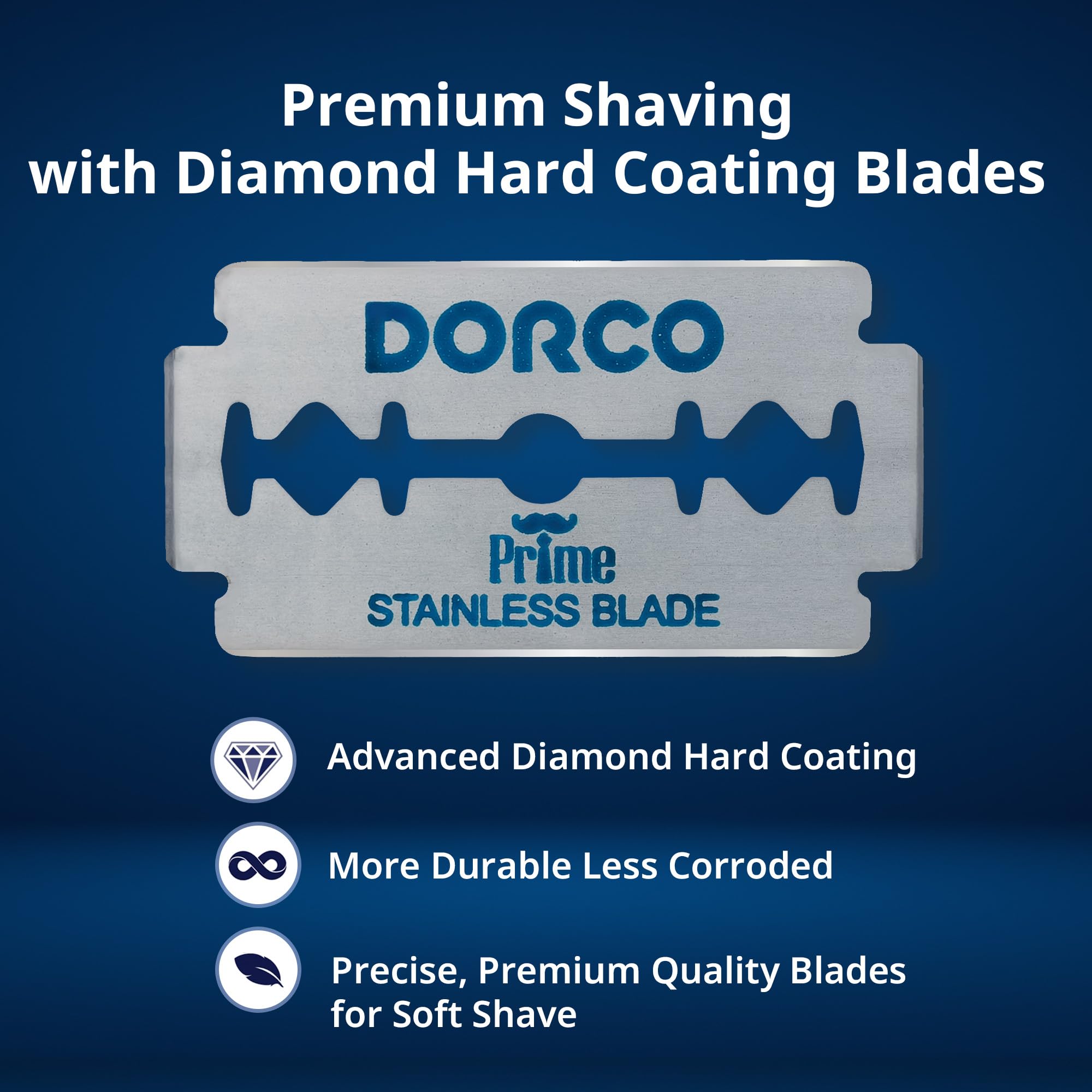 DORCO blade loaded in safety razor demonstrating universal fit benefit