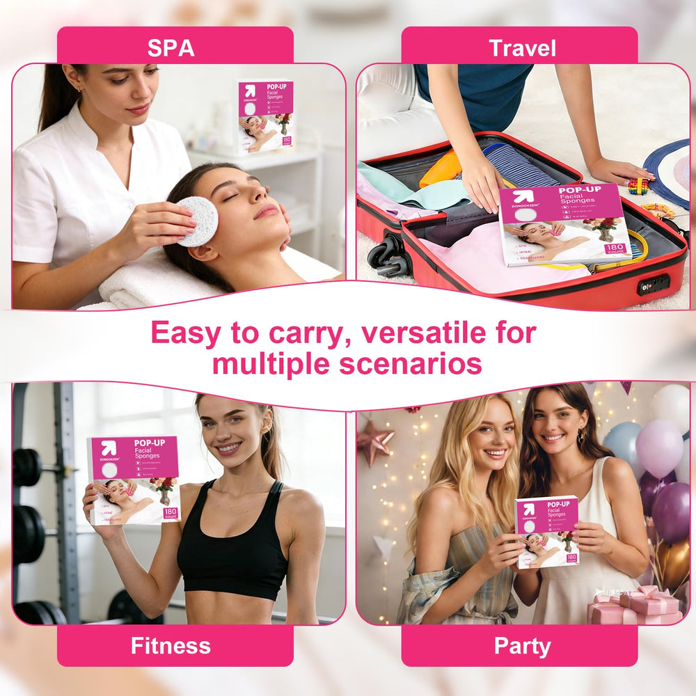 Model using DORGOKEEN sponge to remove makeup for effective cleansing benefit