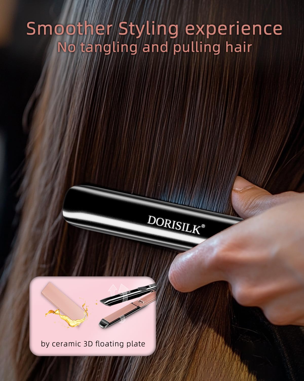 DORISILK dual voltage on outlet showing travel compatibility benefit