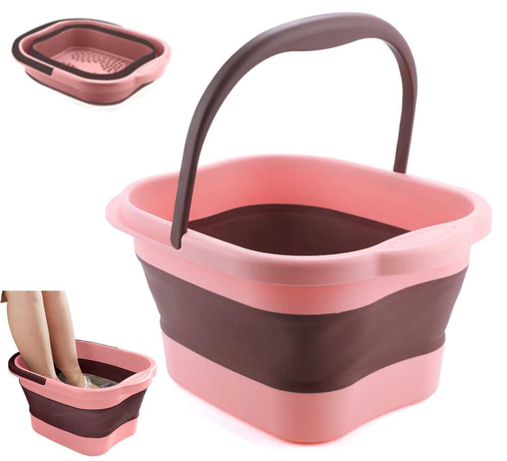 DoroSun foot spa front view showing compact design and pink color, perfect for home use